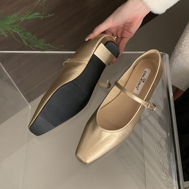 Fashion Red Footwear Shallow Ladies Heeled Shoes 2025 New In Spring Summer Fashion Buckle Strap Women 2.5CM Heels Mary Janes Pumps Shoes