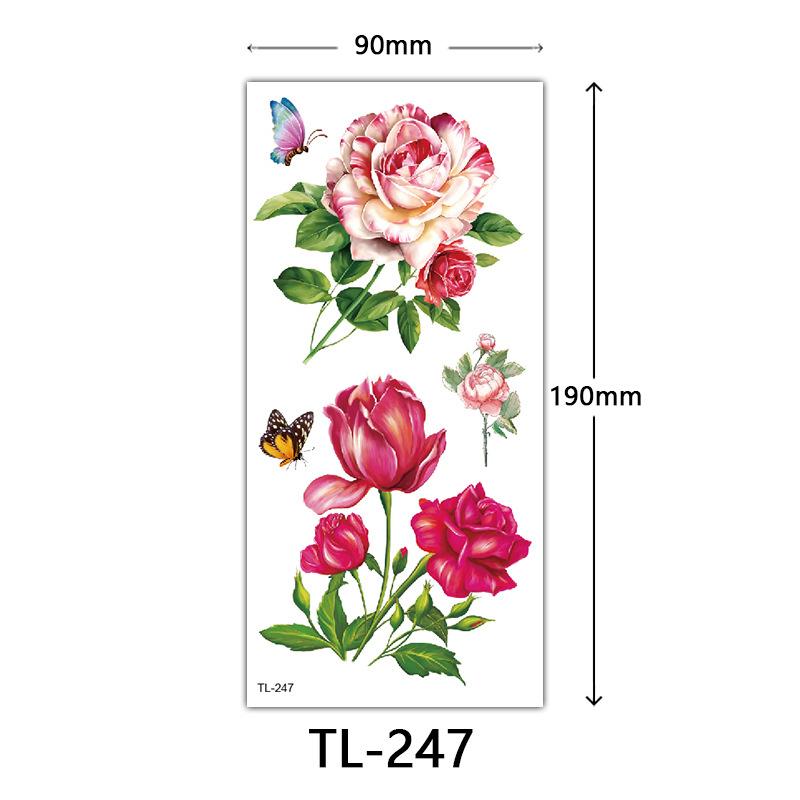 Blumen Tattoo Aufkleber, Farbige Skizzen Tattoo Aufkleber, Englische Buchstaben, Hochzeitsfotografie Tattoo