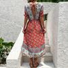 New summer vacation medium and long slim ethnic style print irregular dress