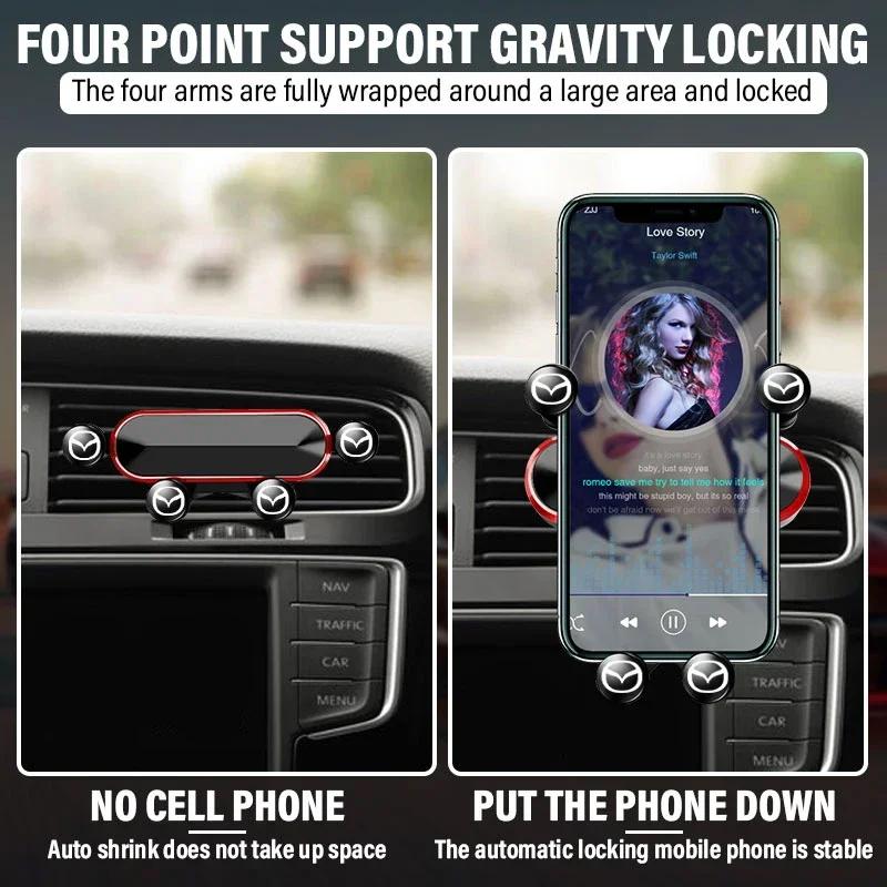 Support Mount Car Gravity Phone Holder Air Vent Clip Smartphone Stand For Mazda 2 3 4 5 6 7 8 ATENZA Axela 6 323 626 RX8 CX6 CX5