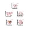 Cartoon Rose Pink Pearl Heart Bow Nail Accessories with Rhinestones