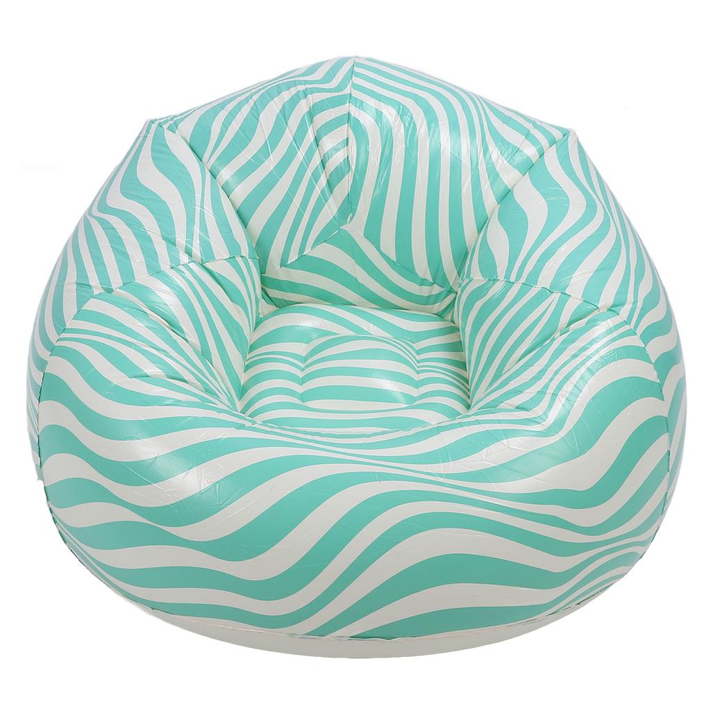 Aufblasbarer Stuhl PVC Wellenstreifenmuster Ergonomisches Design Minimalismus Aufblasbarer Sitzsackstuhl Grün