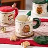 Creative Christmas Ceramic Cup With Lid Household Cute Couple Water Cup High Value Gift Souvenir