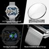 POEDAGAR Luxury Men's Quartz Watches Stainless Steel Mesh LED Waterproof Date Week Man Watch Fashion Sports Electronic Men Clock