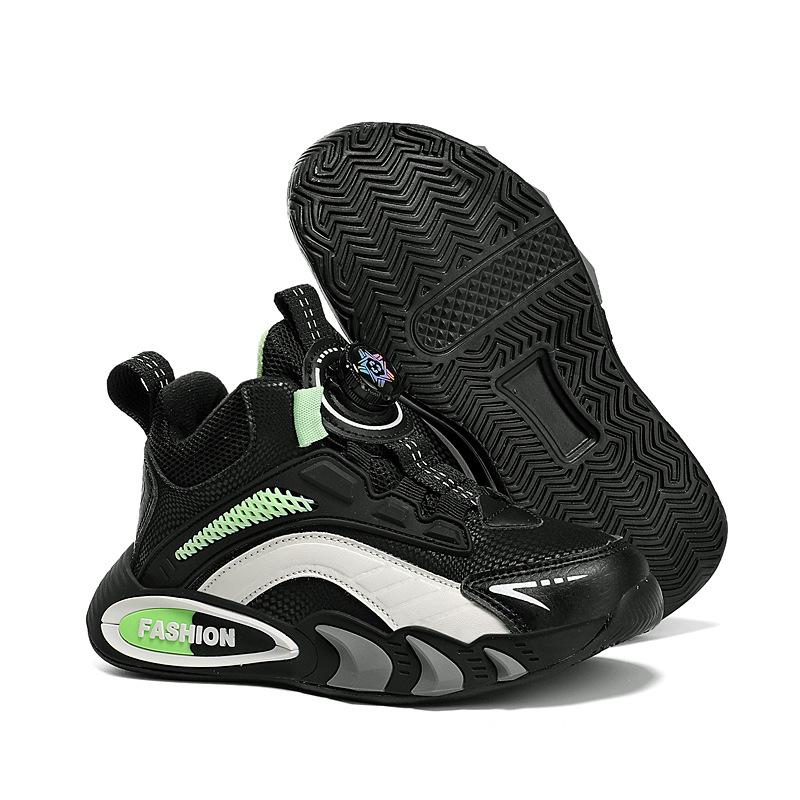 Boys Mesh Sneakers Medium and Older Children's Button Running Shoes Children's Shoes Spring Skates Popular Basketball Shoes