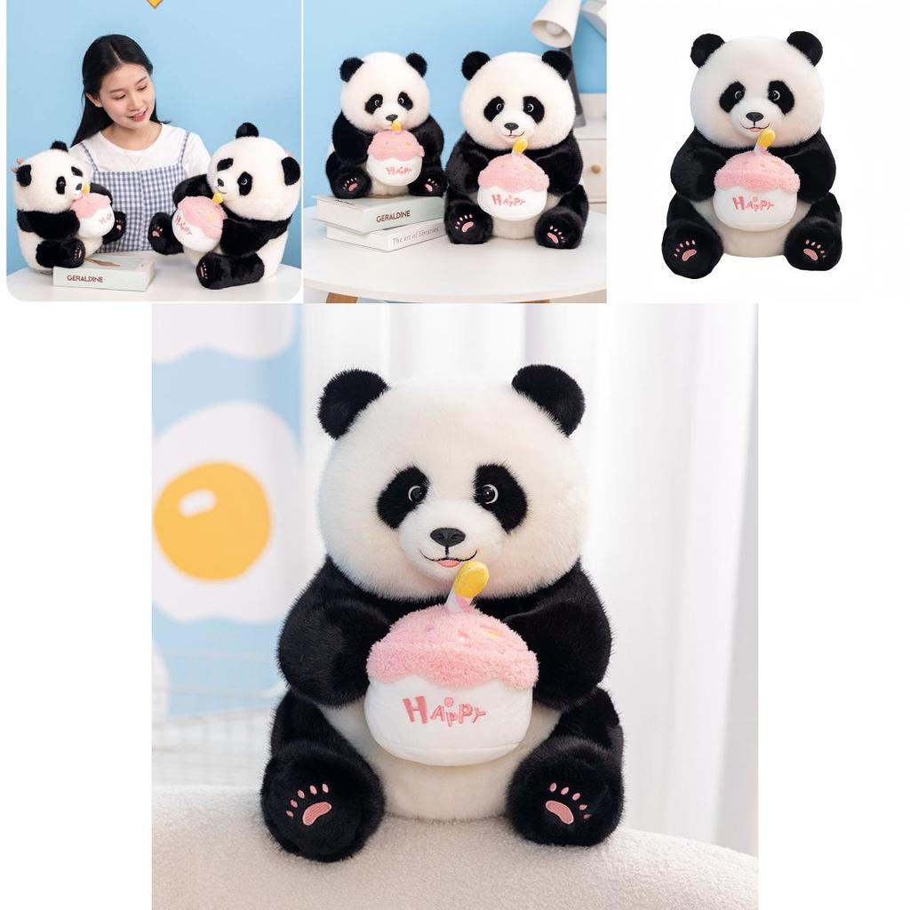 Adorable Cake Panda Plush Toy With Soft Pp Cotton Filling For Kids Birthday Gifts