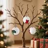 Christmas Ball Ornaments White Foam Balls with Leaf/Bear Pattern Xmas Tree Hanging Ornaments for Holiday Home Tree Decor