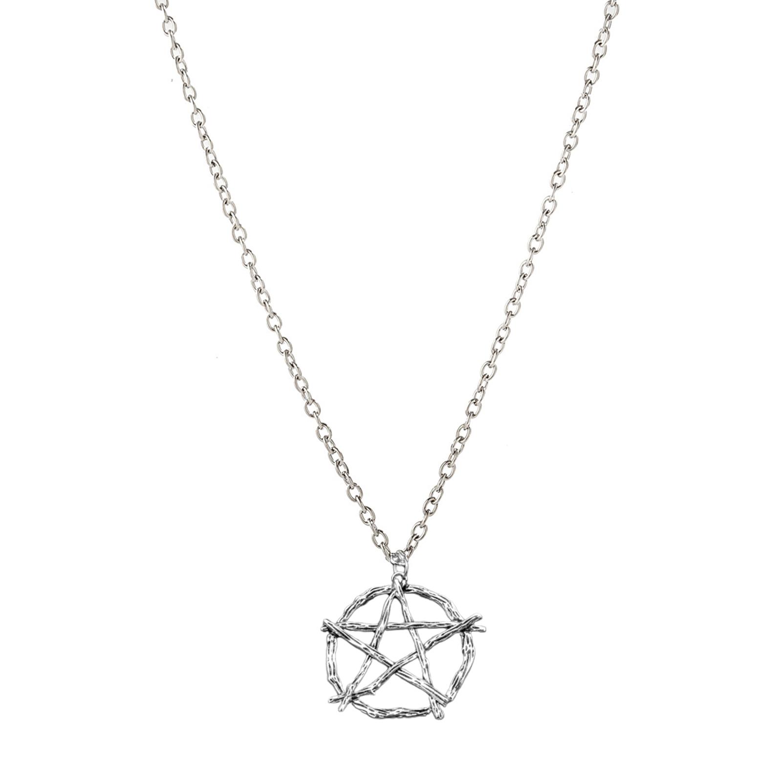 

Geometric Occult Wiccan Pendant Necklace Daily Outfits Gothic Star Necklace Witchcraft Amulet Choker Necklace Hip Hop 1