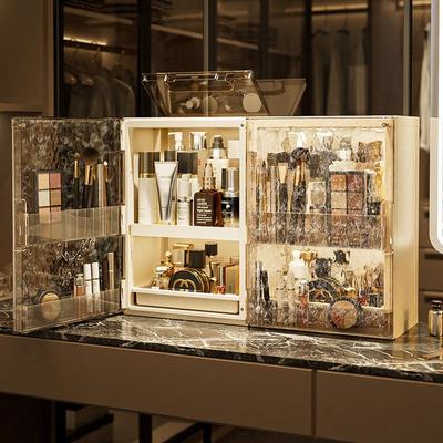 Elegant Folding Desktop Storage: Plastic Lipstick & Cosmetics Organizer
