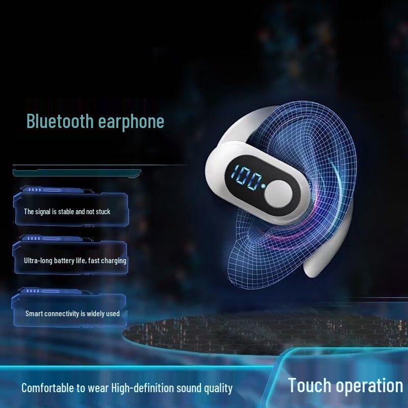 XD3E Bluetooth Headset: Single-ear, ultra-long battery, sports-friendly, ear-hook, comfortable, with power display.
