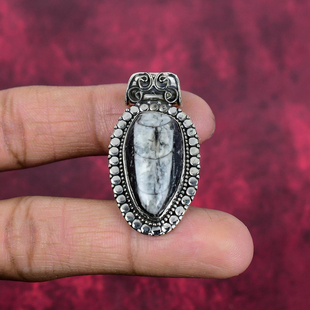 Orthoceras Fossil Jewelry, 925 Solid Sterling Silver Pendant Handmade Gemstone Jewelry, Gifts For Wedding Pendant