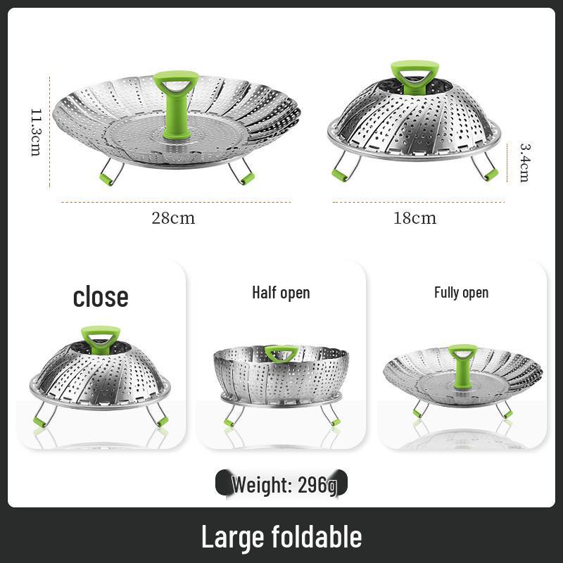 Retractable Stainless Steel Steamer Basket and Rack for Multifunctional Kitchen Use