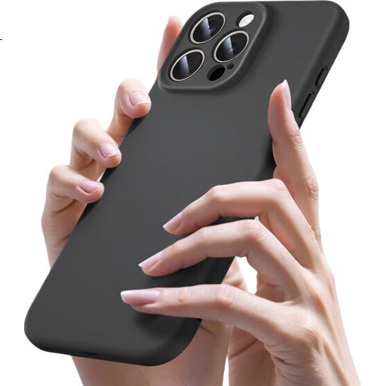 GURRS Ultra-Thin Full-Coverage Shockproof Liquid Silicone Case for iPhone 12 Pro, Matte Black