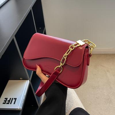 Women Single Shoulder Underarm Bag Small Square Irregular Flap Bag High Quality Red Crossbody Bag New Fashion