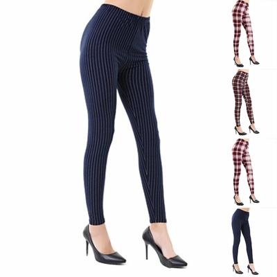 Womens Red Plaid Prints Stretch Yoga Leggings Fitness Running Gym Sports Active Pants