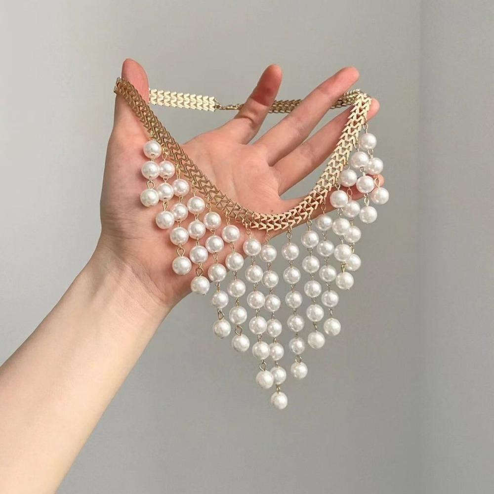 Französisches Übertriebenes Design Mehrschichtige Lange Perlenquaste Halskette für Damen Retro Temperament Braut Hochzeit Schmuck Zubehör