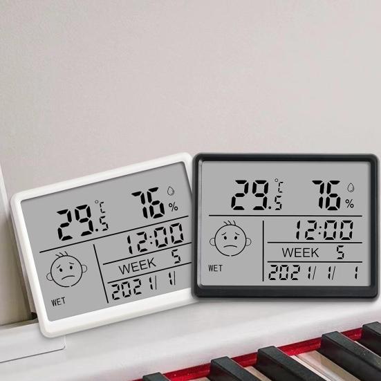 Magnetic Digital Clock with Humidity Thermometer LCD Display High Accuracy Thermo-Hygrometer Indoor Humidity Temperature Meter