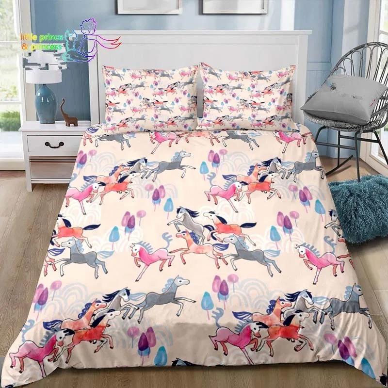 Cowboy Horse Pattern Comfortable Duvet Quilt Cover Pillowcase Bedding Set Children Bedroom Decoration Home Textile