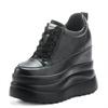 Fashion Top Quality 13cm Genuine Leather Platform Wedge Flats Shoes Chunky Sneaker Casual Comfy High Brand Spring Autumn Vulcanize Shoes