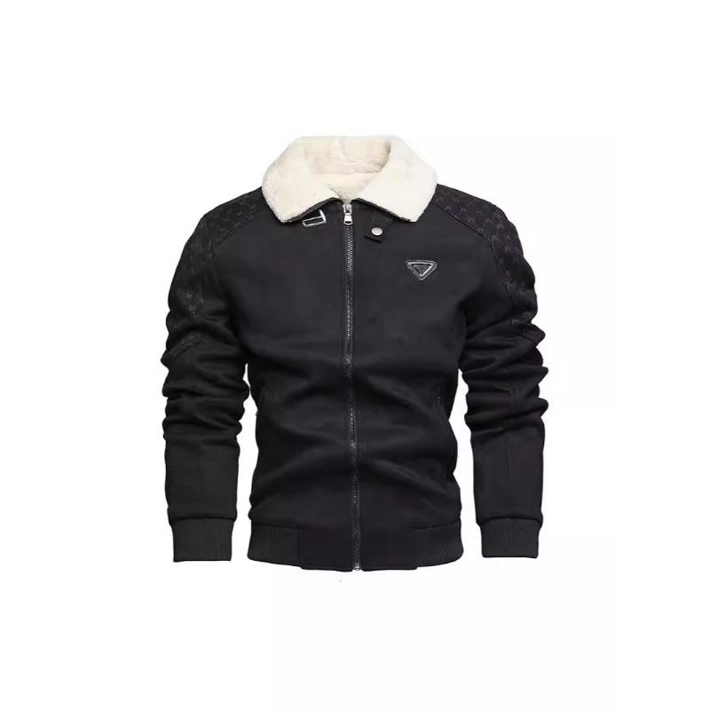 New Lapel Warm Suede Men's Jacket Fashion Jacquard Fur Collar Men's Jacket