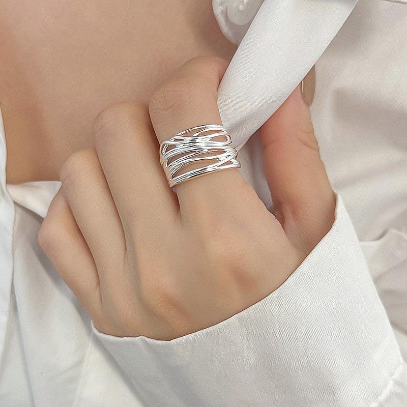 Women s Geometric Minimalist Multi-layer Adjustable Open Ring Open Adjustable