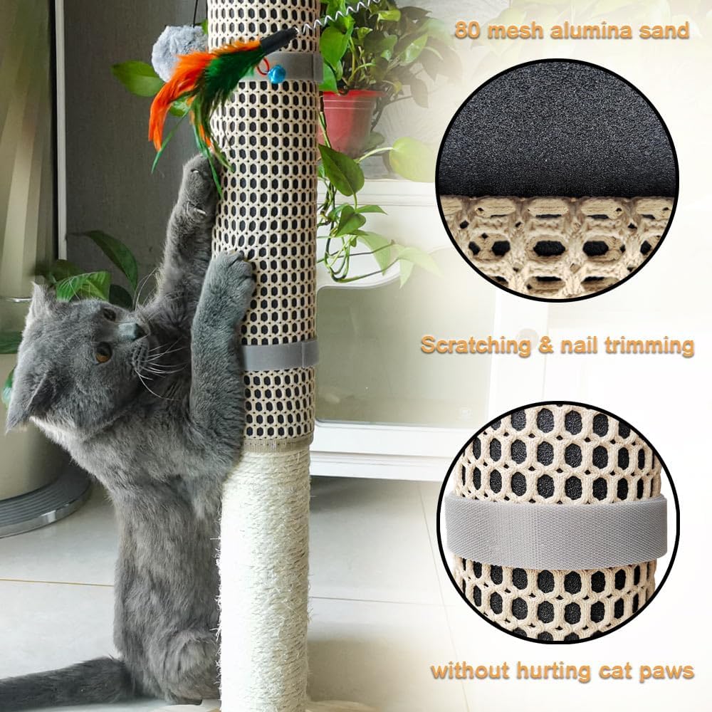 Cat Nail File Scratcher, Cat Scratch Pad Wrapped Around a Cat Scratching Post, Nail File for Cats with 80 Aluminum Oxide Grit, Cat Nail File Can Help