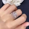 Gorgeous Trendy Wide Ring Women Fashion Multi Layer Design Brilliant Zirconia Finger Jewelry for Party Trendy Accessories