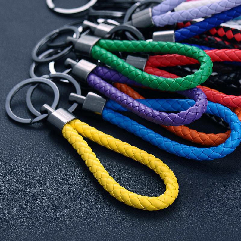 5Pcs/Pack Braided Leather Keychain Colorful Portable Keyring Organizer Leather Lanyard For Car Key Mobile Phone Strap Accessory