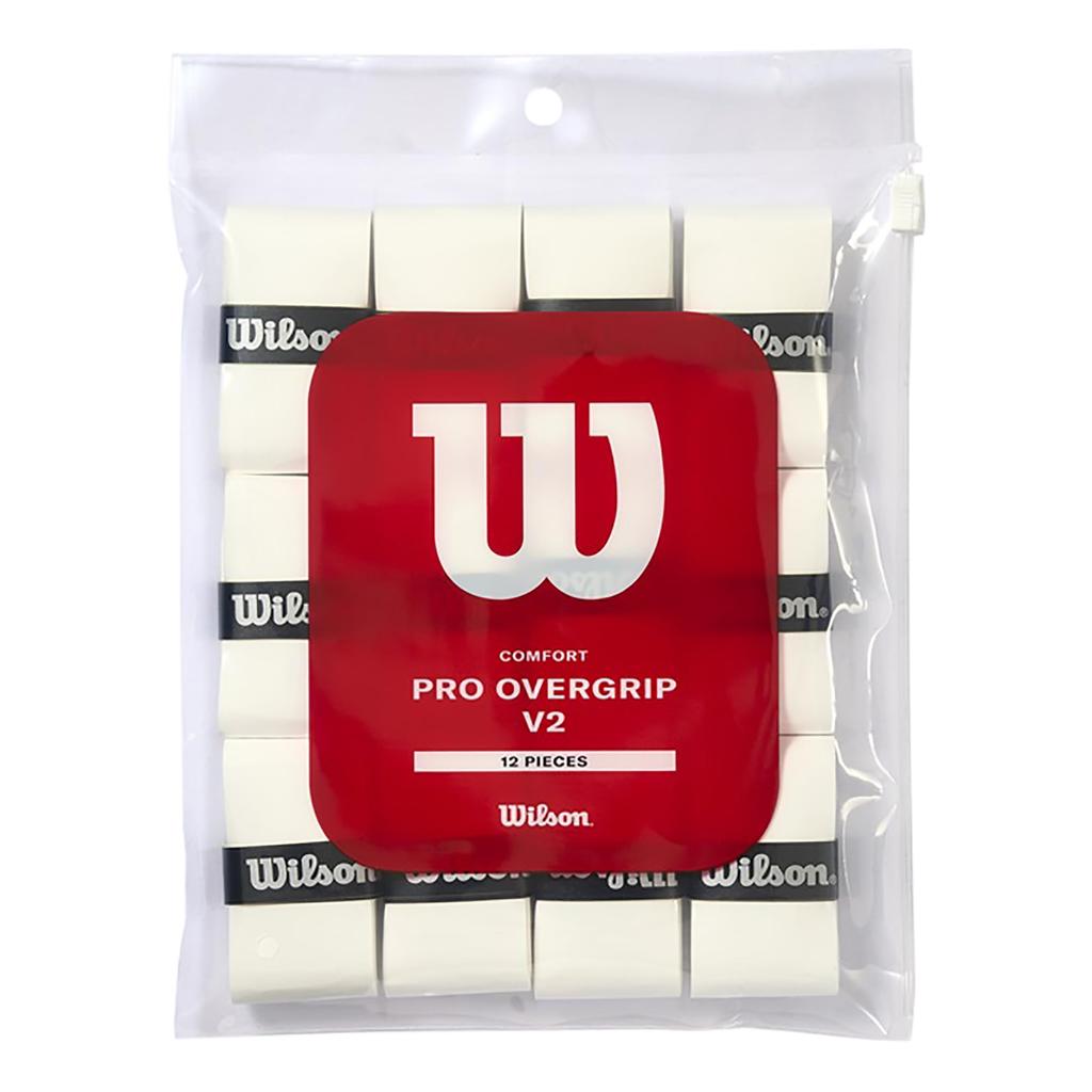 Wilson Grip Pro Overgrip WR8450101001 Tennis/Badminton Tape, V2.0, 12-Pack, White,