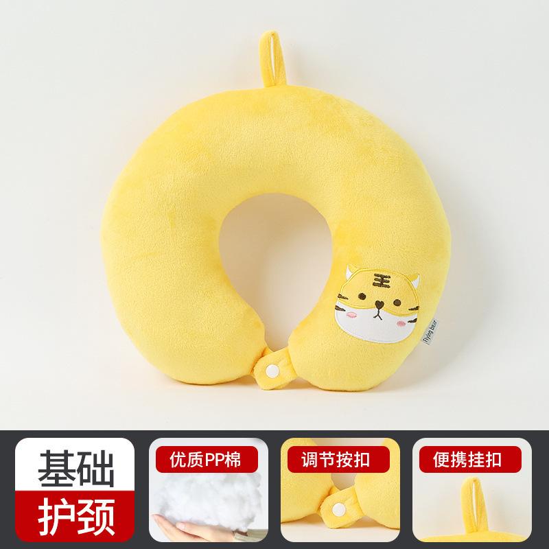 Hump u-shaped pillow Green dinosaur embroidered neck pillow PP cotton travel pillow Office nap pillow single specification