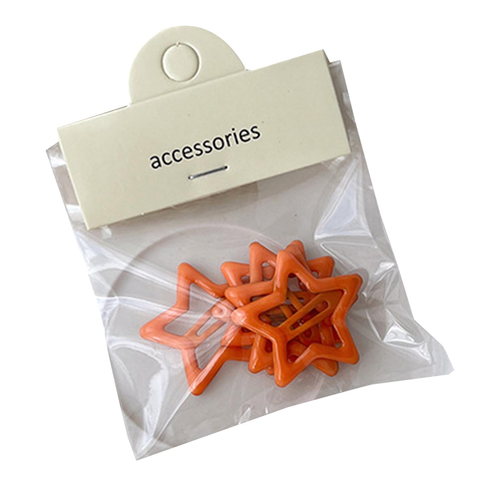 

5 Pcs Cute Star Snap Hair Clip Set Lovely Hairpins Combination Hairpins for All Hair Cute Bangs Hair Pins Y2K Girls оранжевый