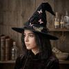 Mesh Halloween Witch Hat Black Halloween Black Cap Foldable Butterfly Wizard Cap  Masquerade