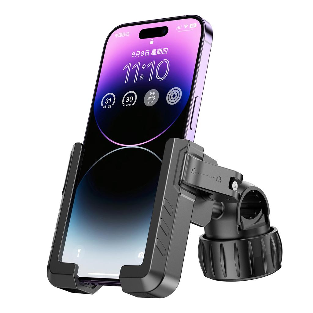 Motorcycle Phone Mount, One Hand Operation Bike Phone Mount, ATV Bicycles Scooters Cellphone Holder Clip