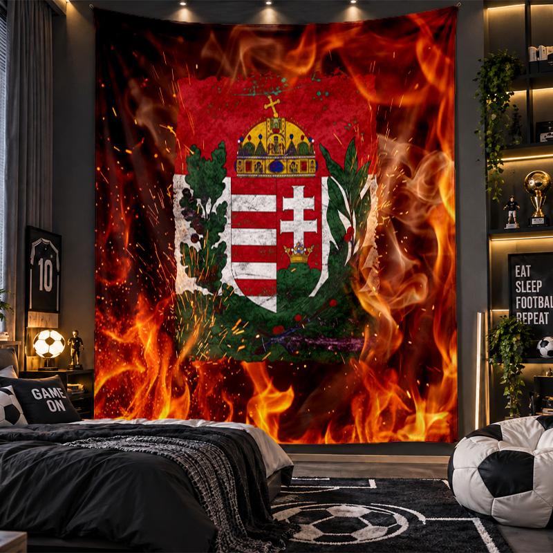 Wall Hanging Tapestry Hungary Football Print Cloth for Living Room Bedroom Home Decor