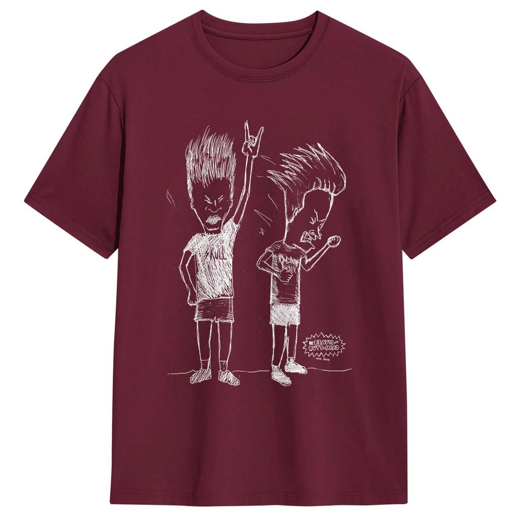 Beavis and ButtHead Head Bang Sketch TShirt for Men  Funny Pure Cotton Tees O Neck Short Sleeve T Shirts New Arrival Tops