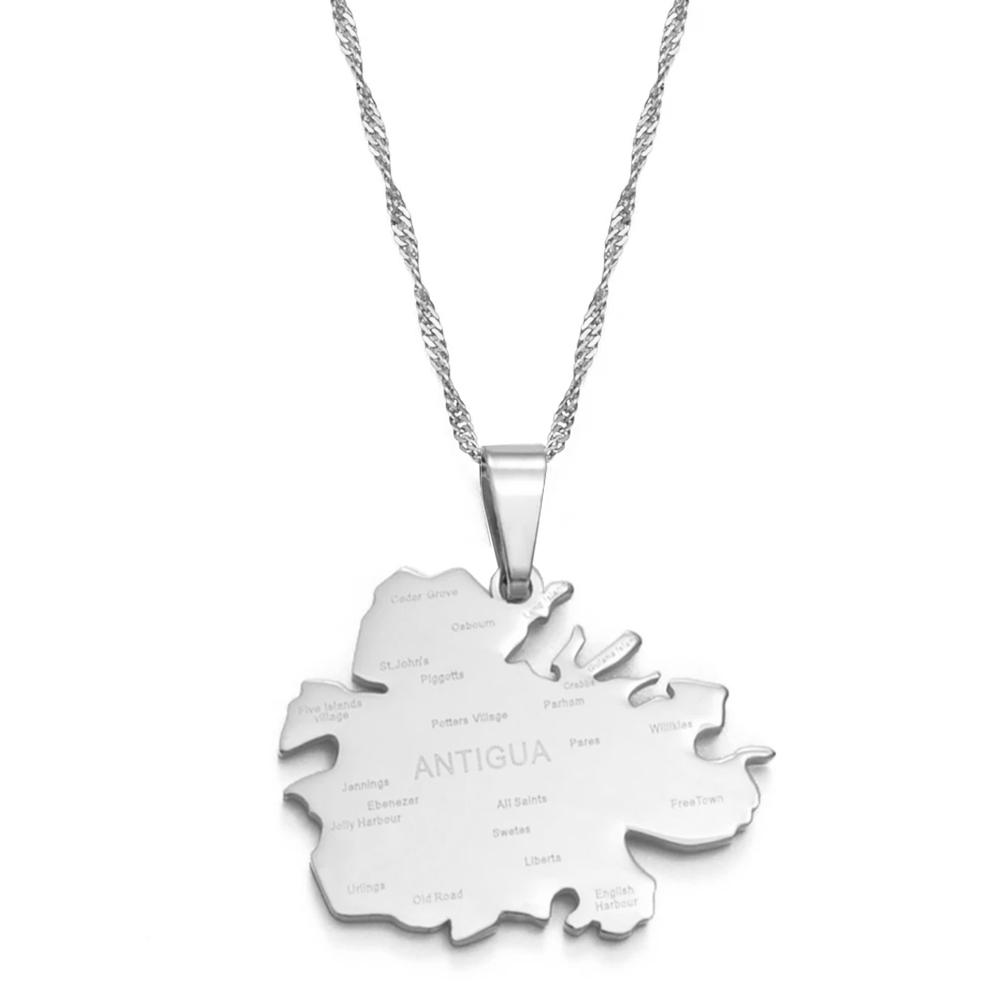 Anniyo Antigua Necklaces for Women Girls Gold Color Antigua Map Pendant  Jewelry Waladli/Wadadli #135521 45cm OR 17.7 Inches