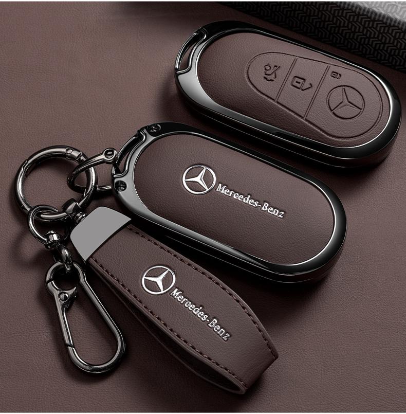 Zinc Alloy Leather Car Key Case Cover Shell For Mercedes-Benz C S GLC EQE EQS Class W223 X254 V297 V295 W206 S206 X206 Accessory CH1