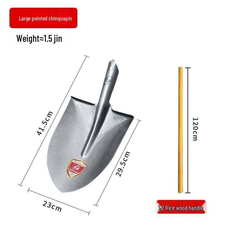 Steel Long-Handled Agricultural Shovel: Thickened, Large Pointed & Flat Head for Gardening & Digging