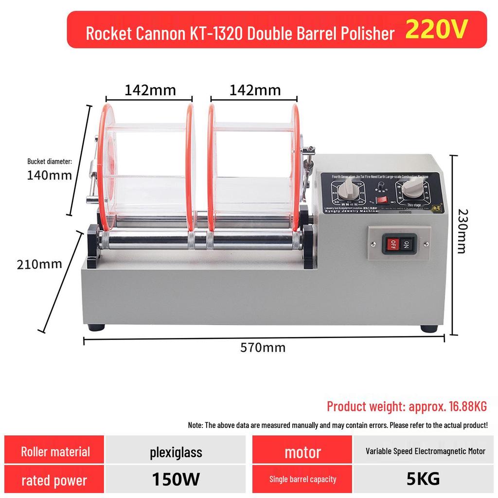 KT-2000 Portable Rotary Tumbler Polisher for Metal Jewelry Finishing