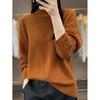 2025 Women's Korean Style Pure Wool Sweater - Half-High Collar, Warm, Loose Fit, Drop Shoulder Cashmere Knit.