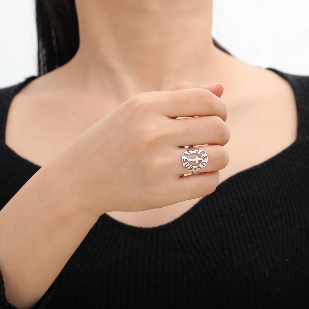 LIKGREAT Classic Lord Jesus Fish Cross Finger Rings Women Men Stainless Steel Retro Christian Religious Blessing Amulet Jewelry