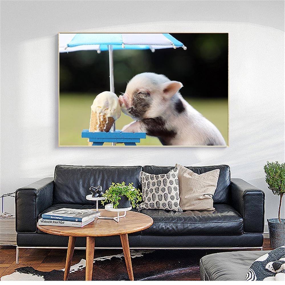 Funny Animals Pig Painting Piglet Poster Nordic Style Kids Room Decor Wall Pictures for Living Room Home Decoration Cute Pets