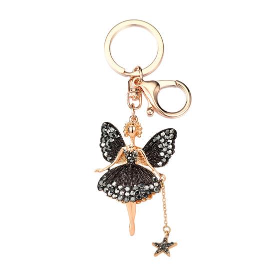Flower Fairy Keychain Rhinestone Butterfly Wings Fairy Charm Cute Sparkly Keychain Bag Charm Gift for Women Girls
