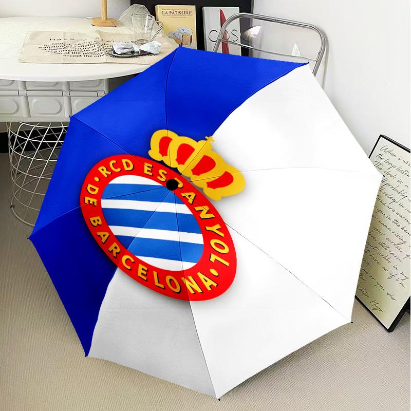 Real Sociedad Crest Design Umbrella Folding Umbrella, Automatic Umbrella 8-Frame for Travel, Camping Use Gift for Halloween Christmas