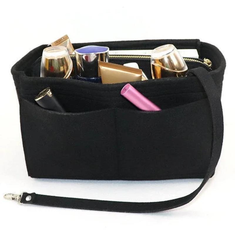 New Women Make Up Organizer Felt Insert Bag for Handbag Travel Inner Purse Portable Cosmetic Bags Fit Various Bags