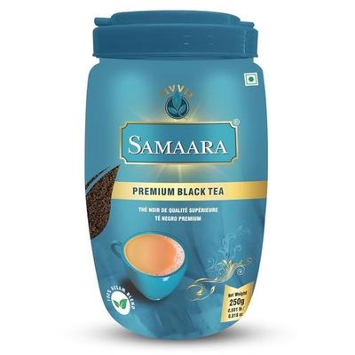 Samaara Tè 250g | Tè Nero CTC Assam Premium Foglia Larga | Polvere Chai Patti | Barattolo 250 g