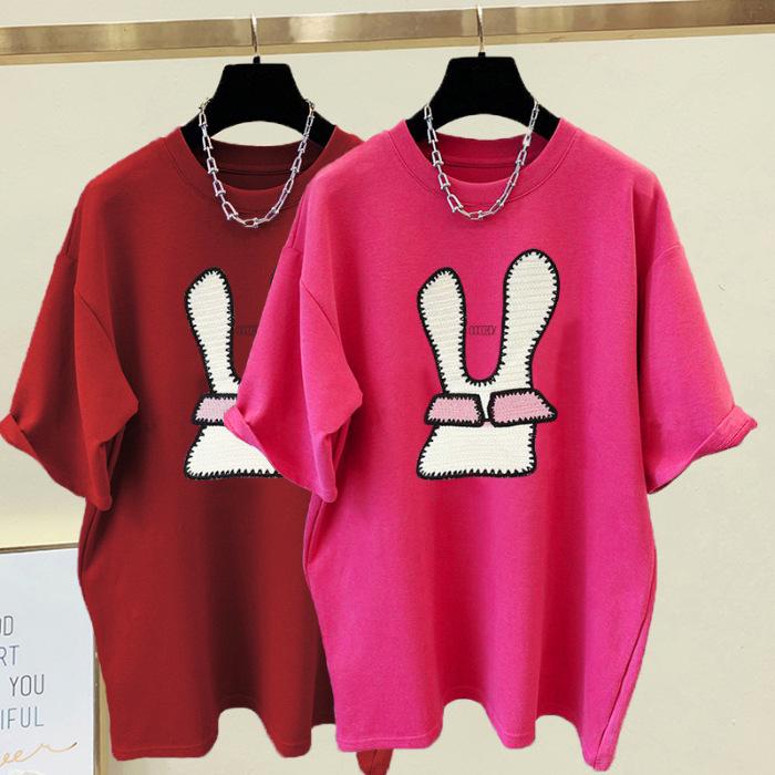 

2025 новая хлопковая полированная футболка с коротким рукавом женская зарубежная свободная повседневная футболка утолщенная внутренняя базовая рубашка весна и осень M