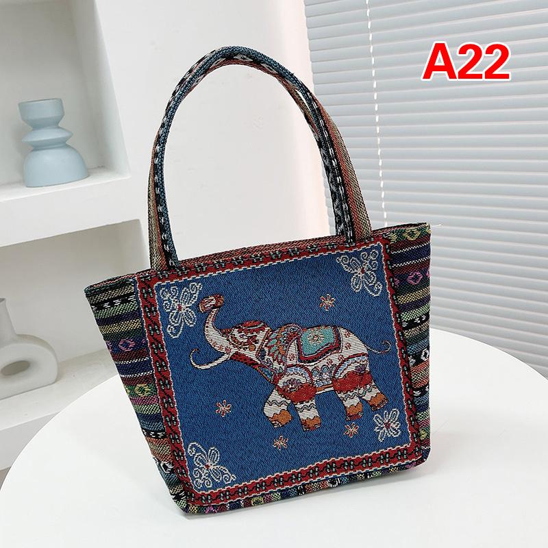 

Ethnic Style Handbag Trendy Animal Embroidery Handbag Canvas Women Shoulder Bags Women Grocery Storage Pouch