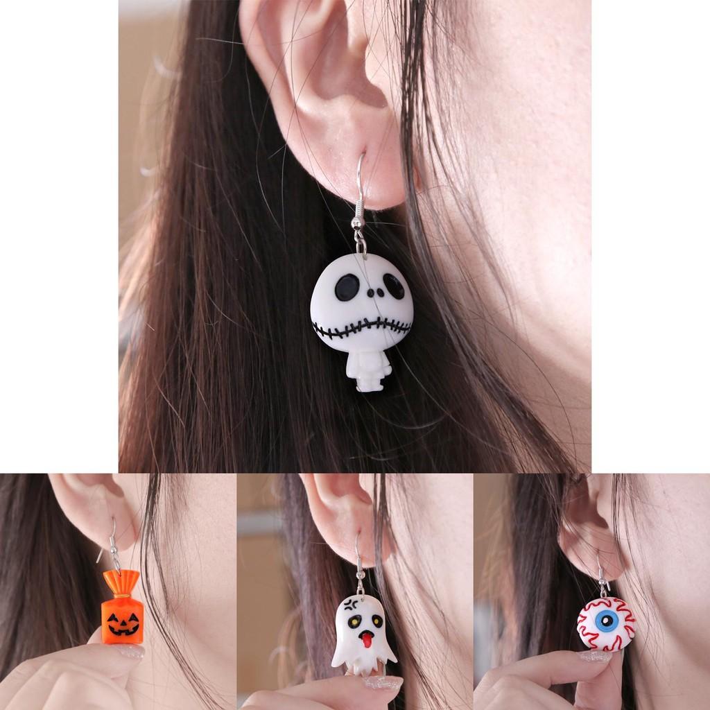 Stylish And Fun Halloween Pumpkin And Bat Earrings Perfect For Girls Celebrating Halloween