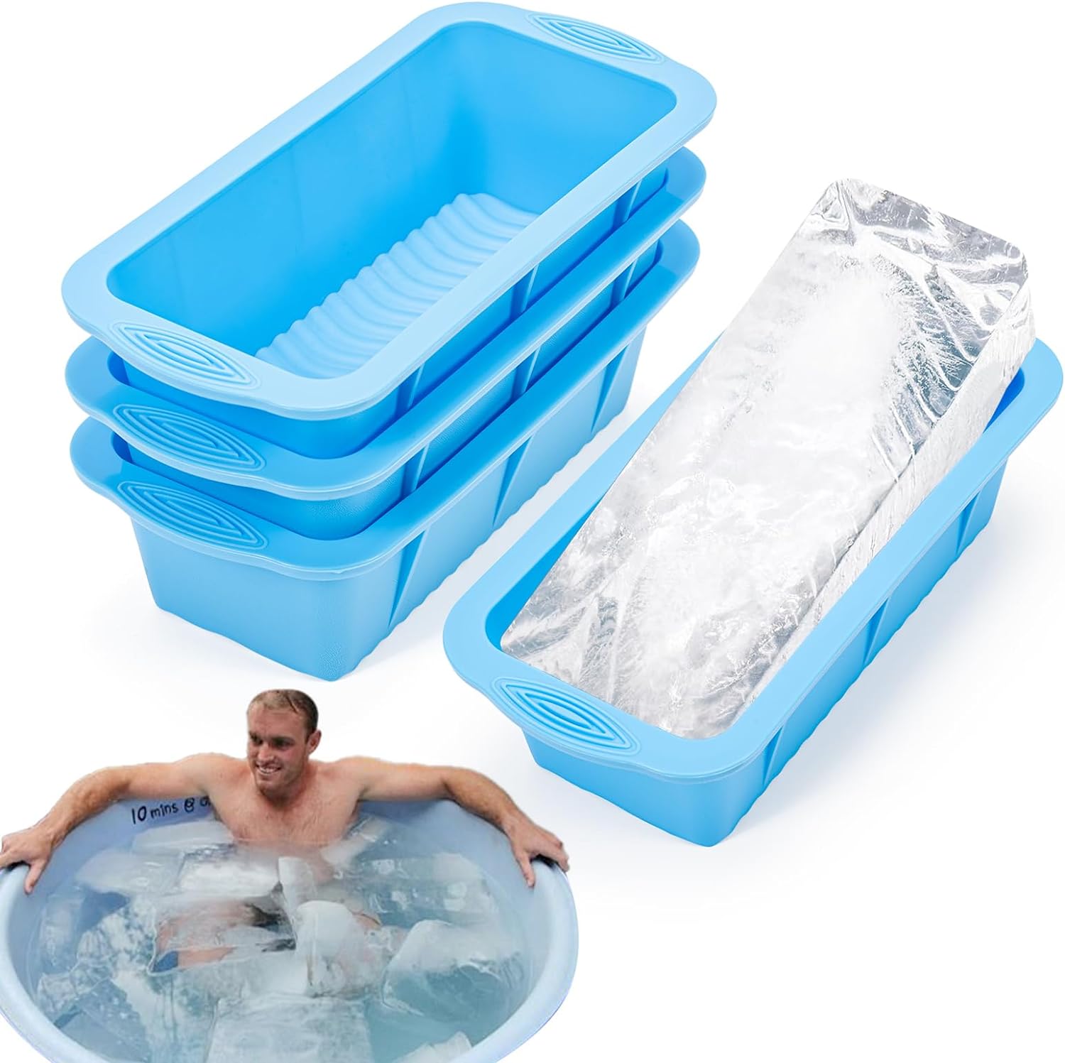 

4Pcs Extra Large Ice Block Mold, YINOWON Large Silicone Ice Molds for Ice Bath, Large Ice Cube Molds for Cold Plunge Or Coolers,